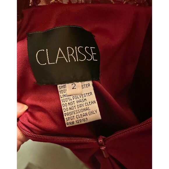 Burgundy Beaded Sequin Prom Dress - Picture 8 of 16